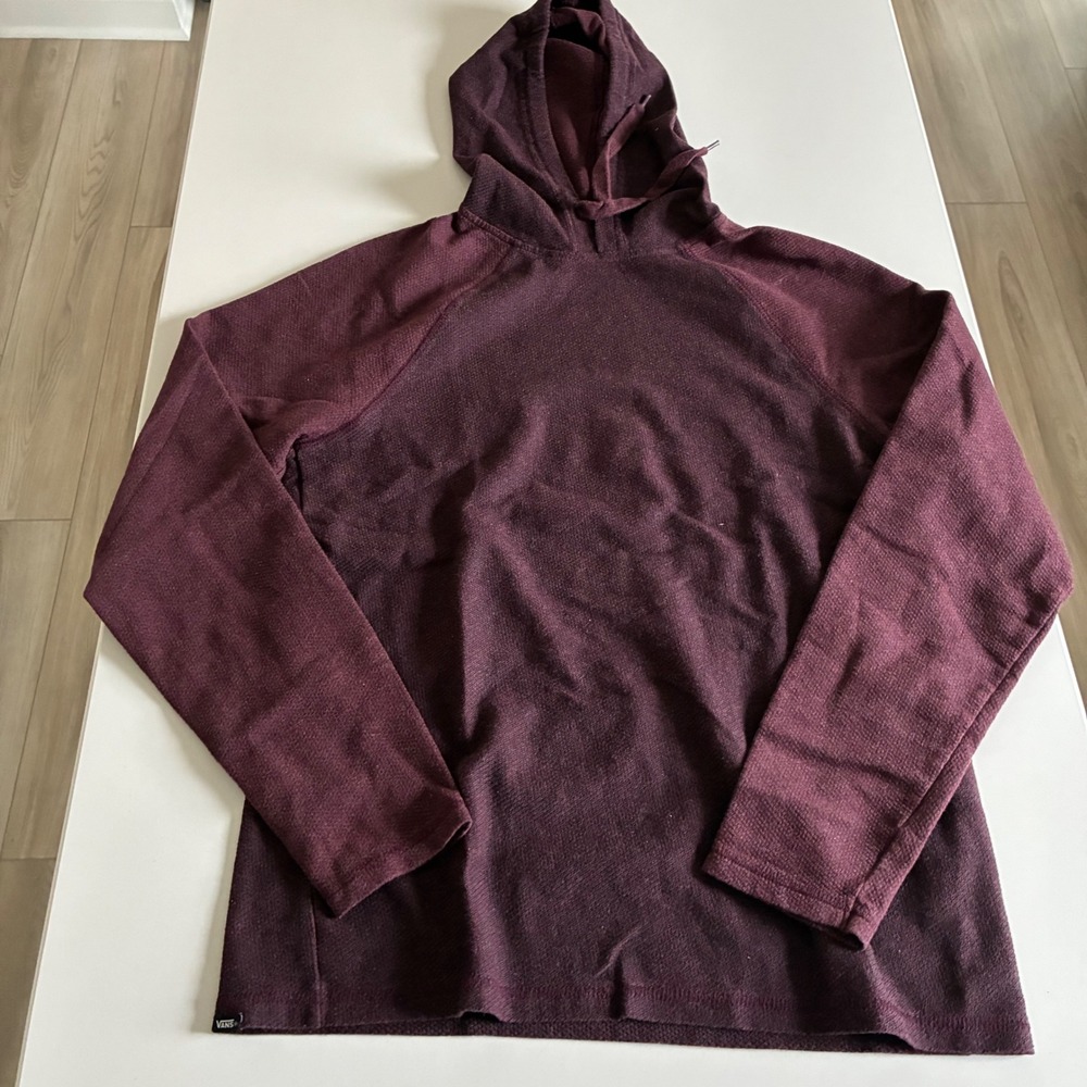 Vans Burgundy Textured Hoodie Long Sleeve Pullover Men's Size S